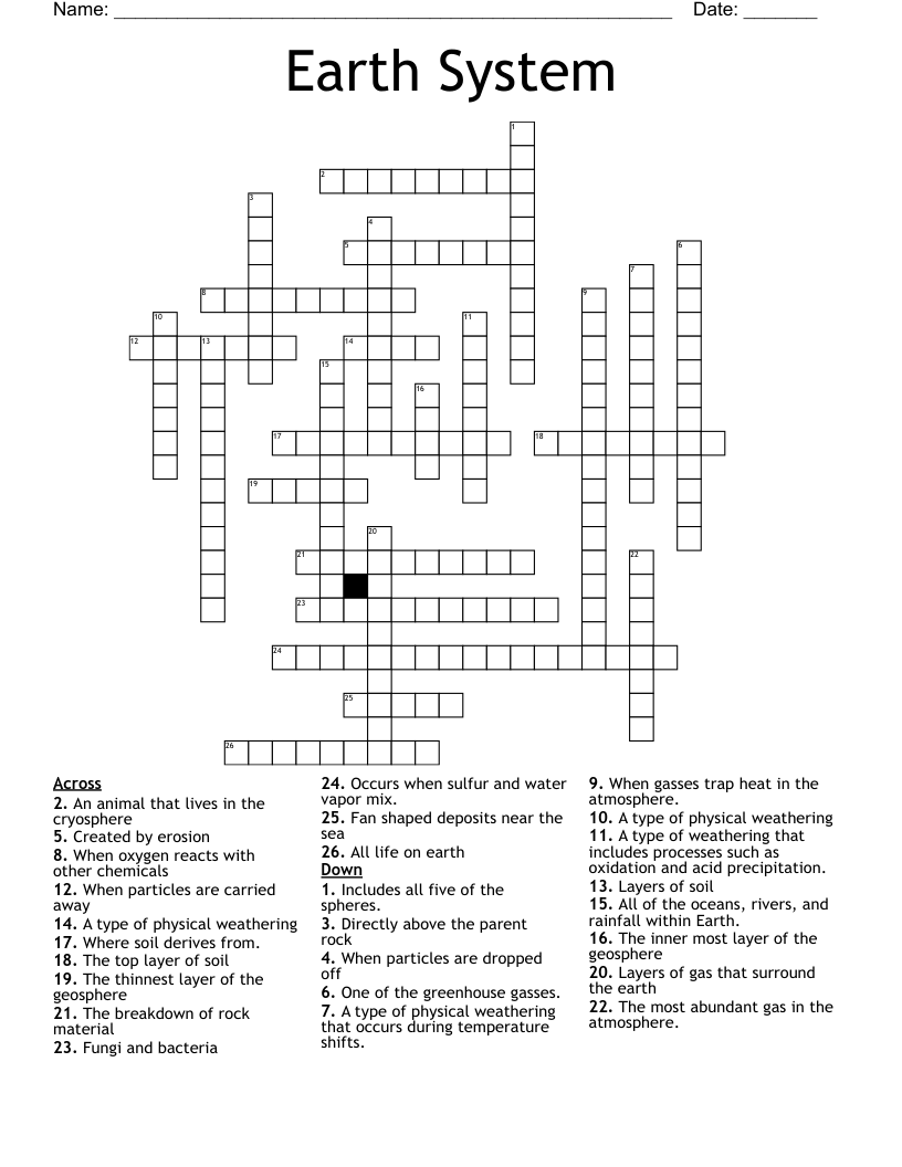 Earth System  Crossword