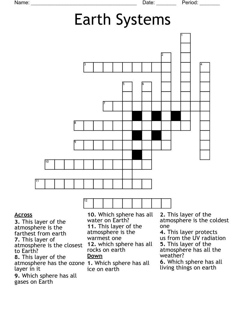 Earth Systems Crossword