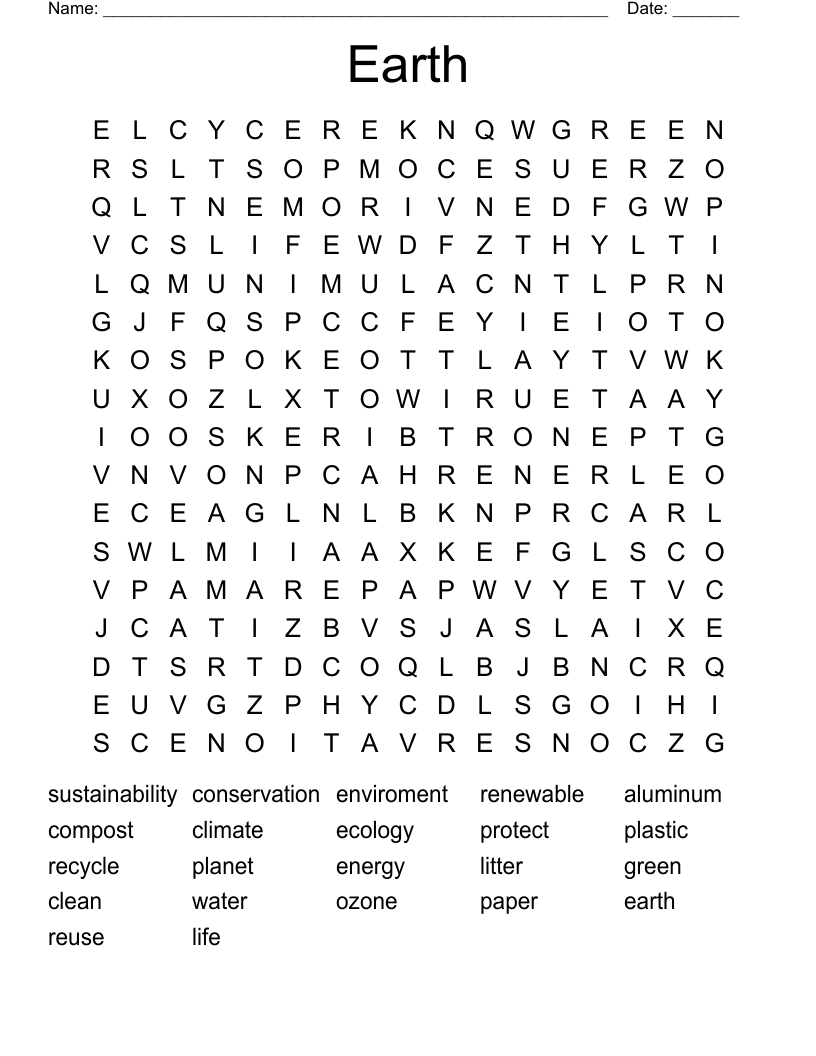 Earth  Word Search