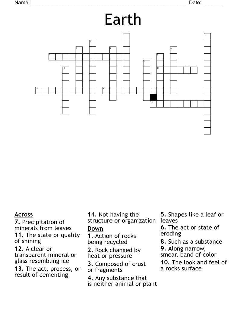 Earth  Crossword