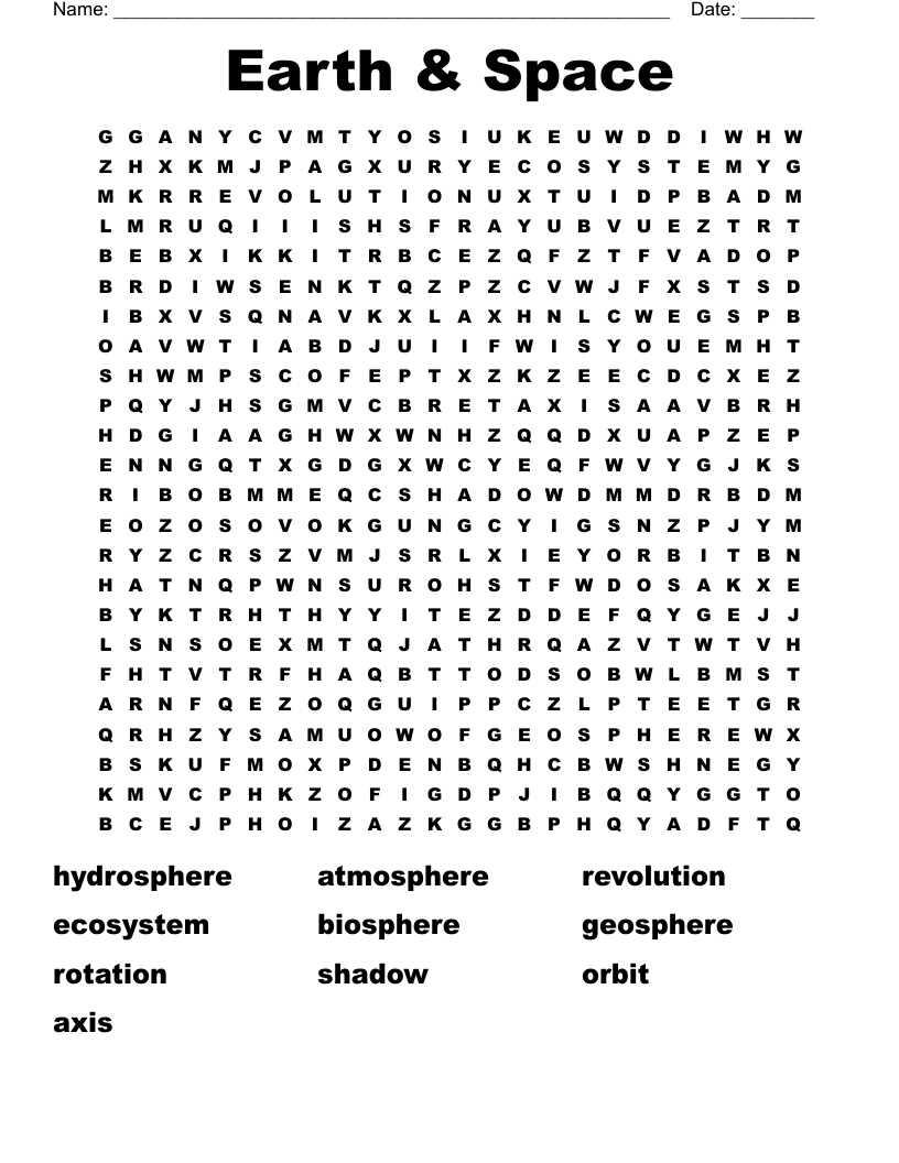 Earth & Space Word Search