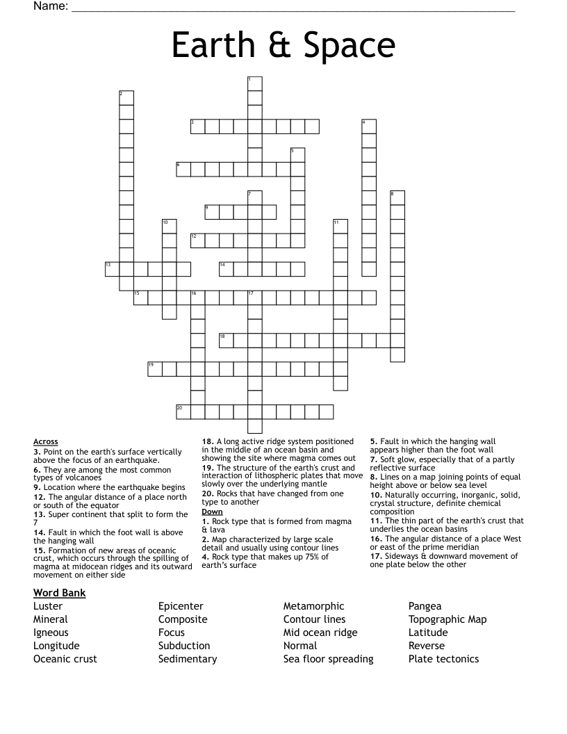 Earth & Space Crossword
