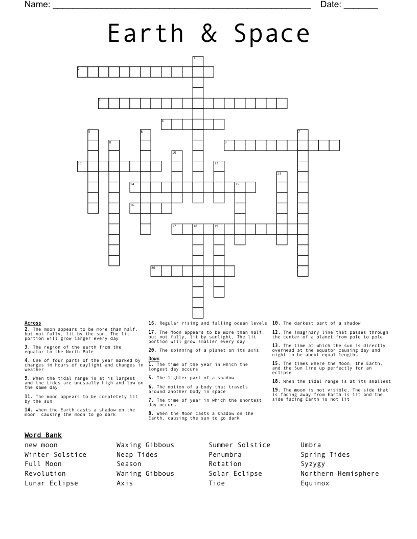 Earth & Space  Crossword