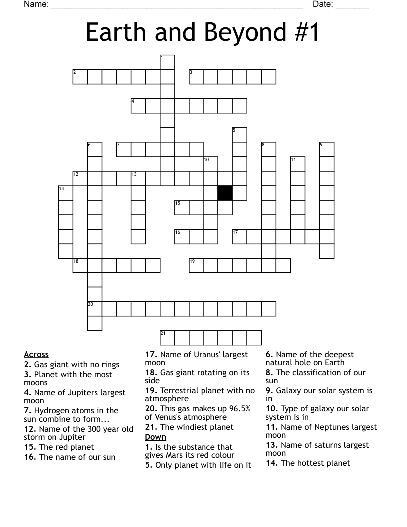 Earth and Beyond #1 Crossword