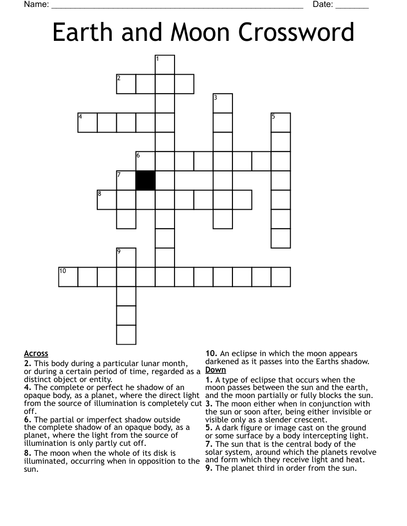 Earth and Moon Crossword