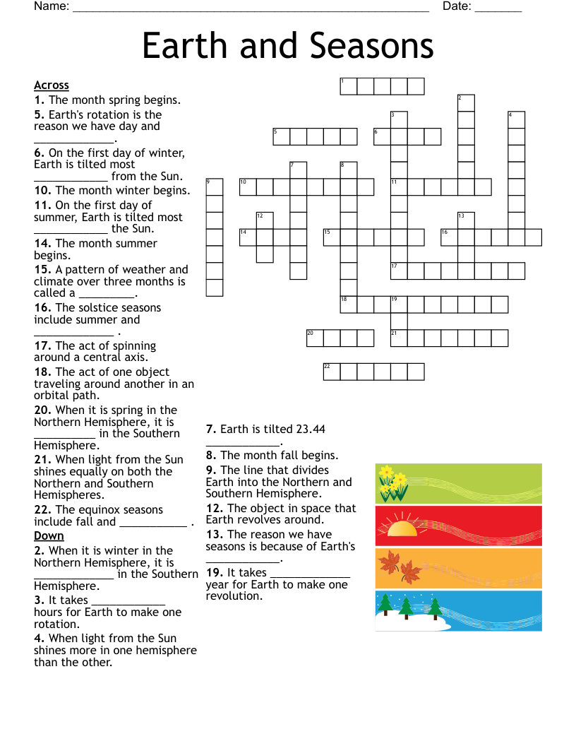 Earth and Seasons Crossword