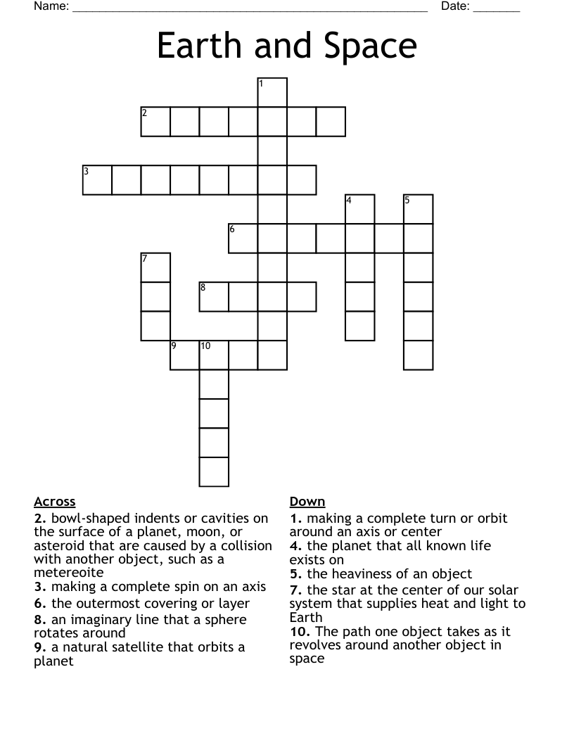 Earth and Space Crossword