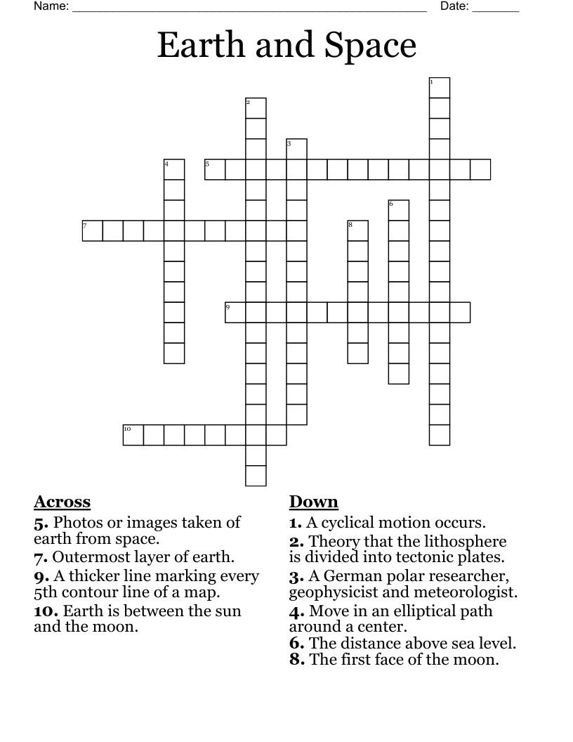 Earth and Space Crossword