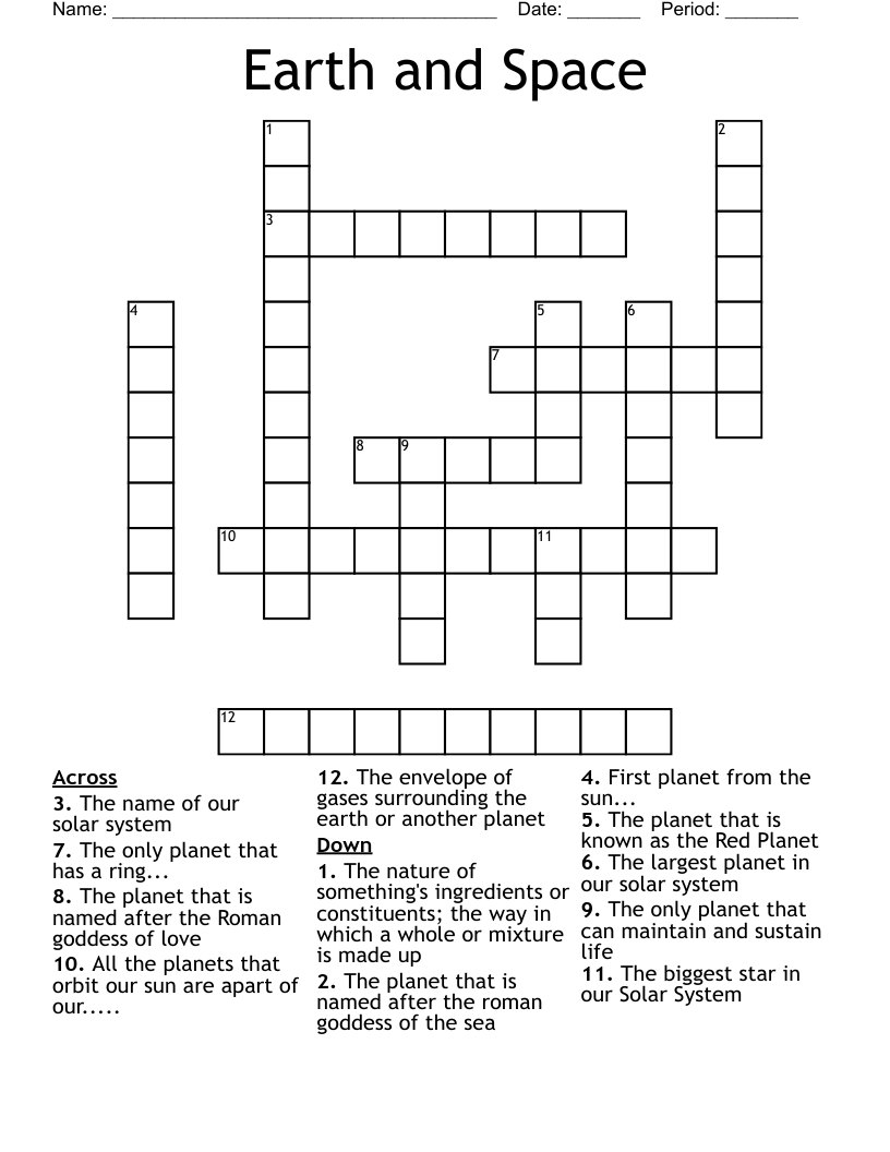 Earth and Space Crossword
