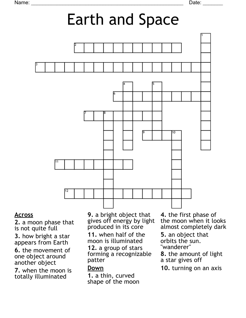 Earth and Space Crossword