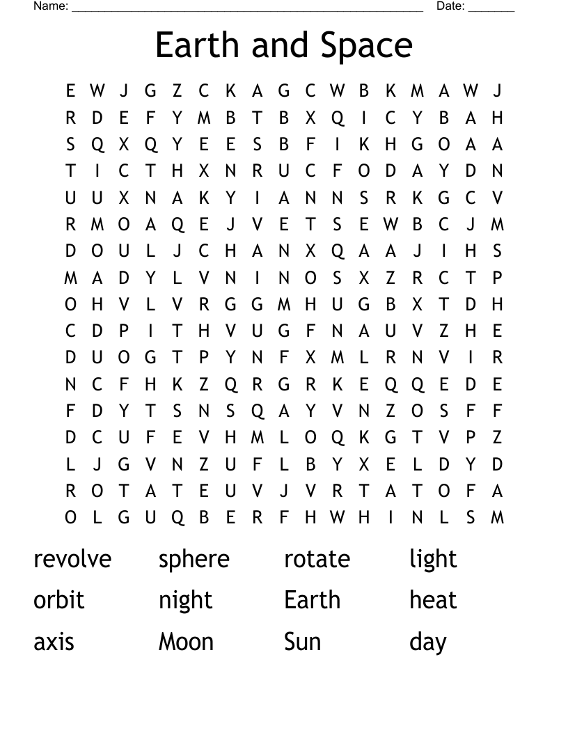 Earth and Space Word Search