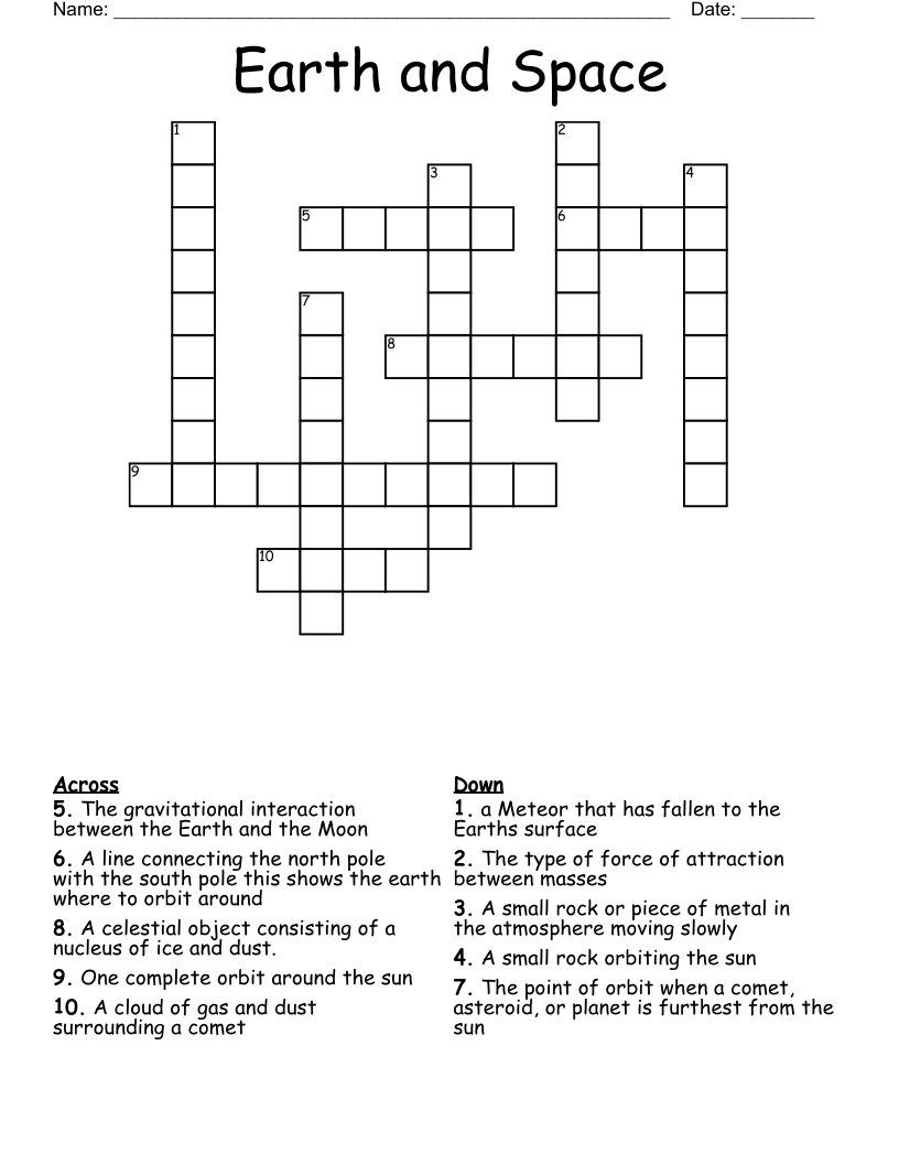 Earth and Space Crossword