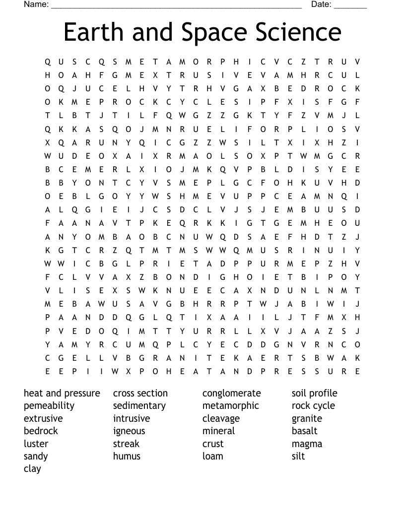 Earth and Space Science Word Search