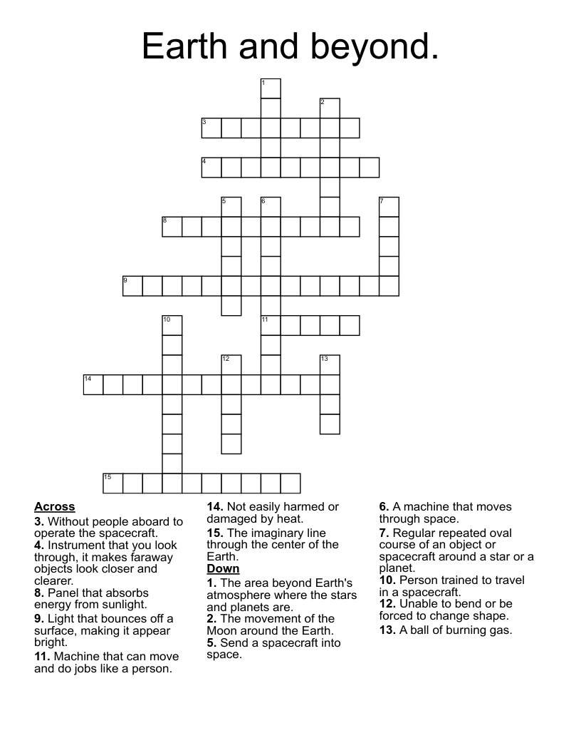 Earth and beyond.  Crossword