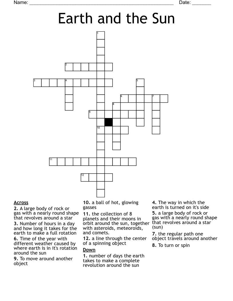 Earth and the Sun Crossword