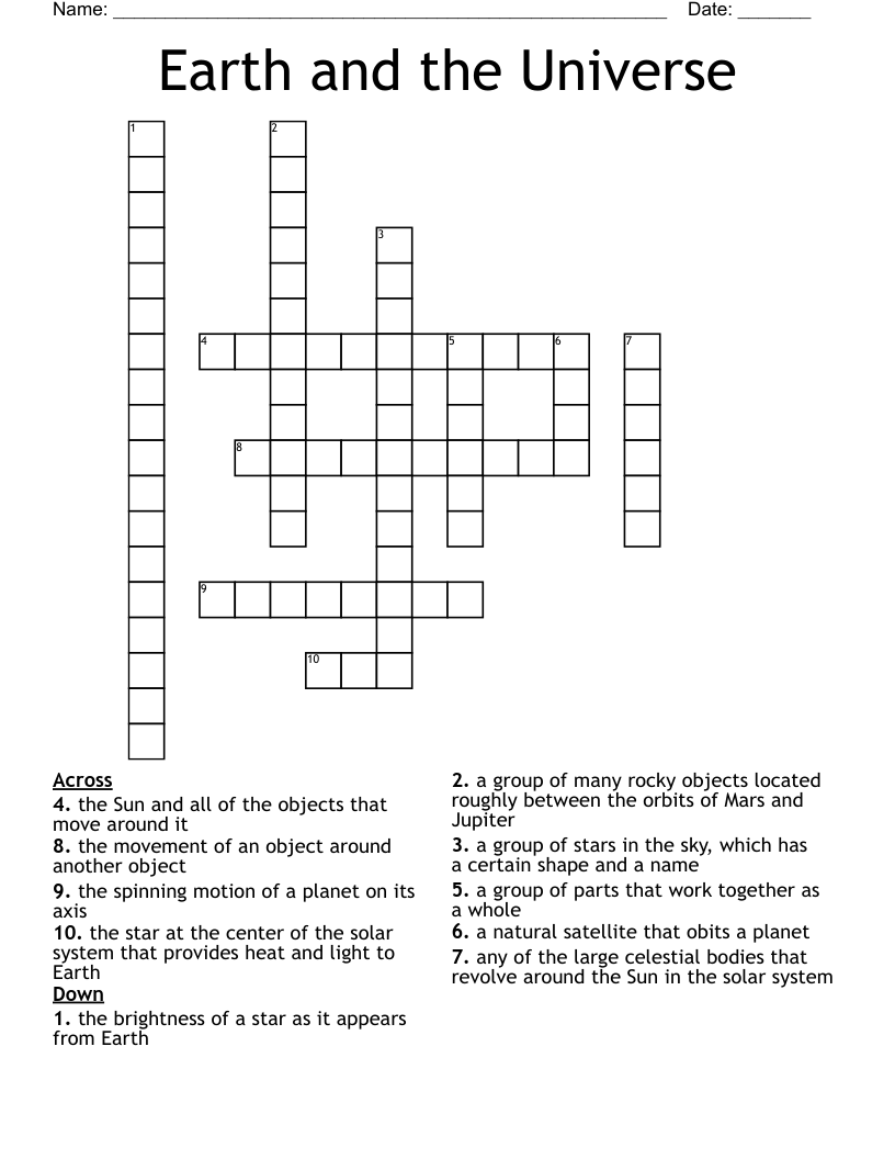 Earth and the Universe Crossword