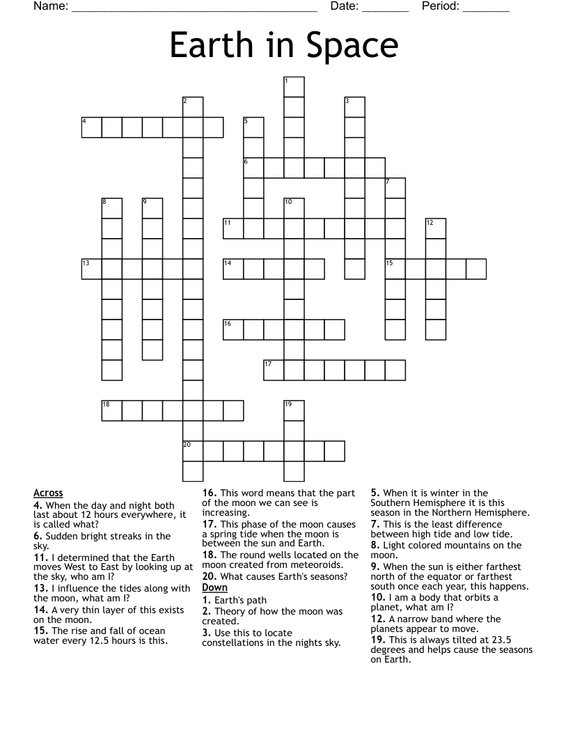 Earth in Space Crossword