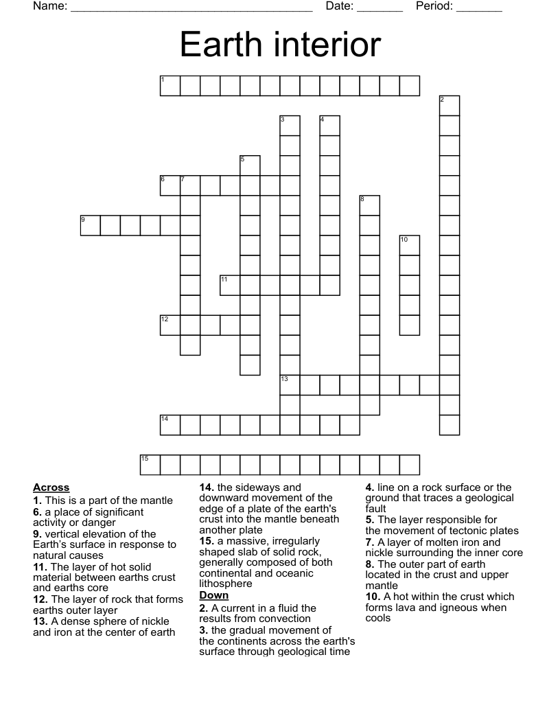 Earth interior Crossword