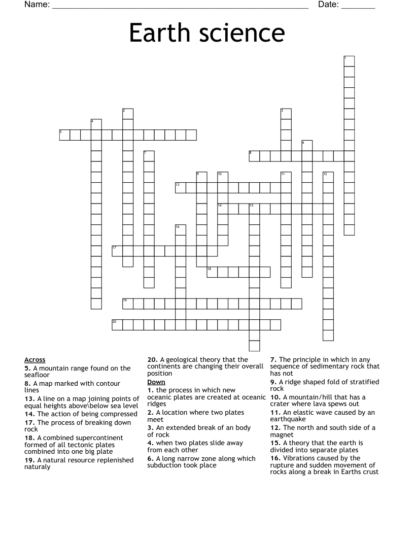 Earth science Crossword