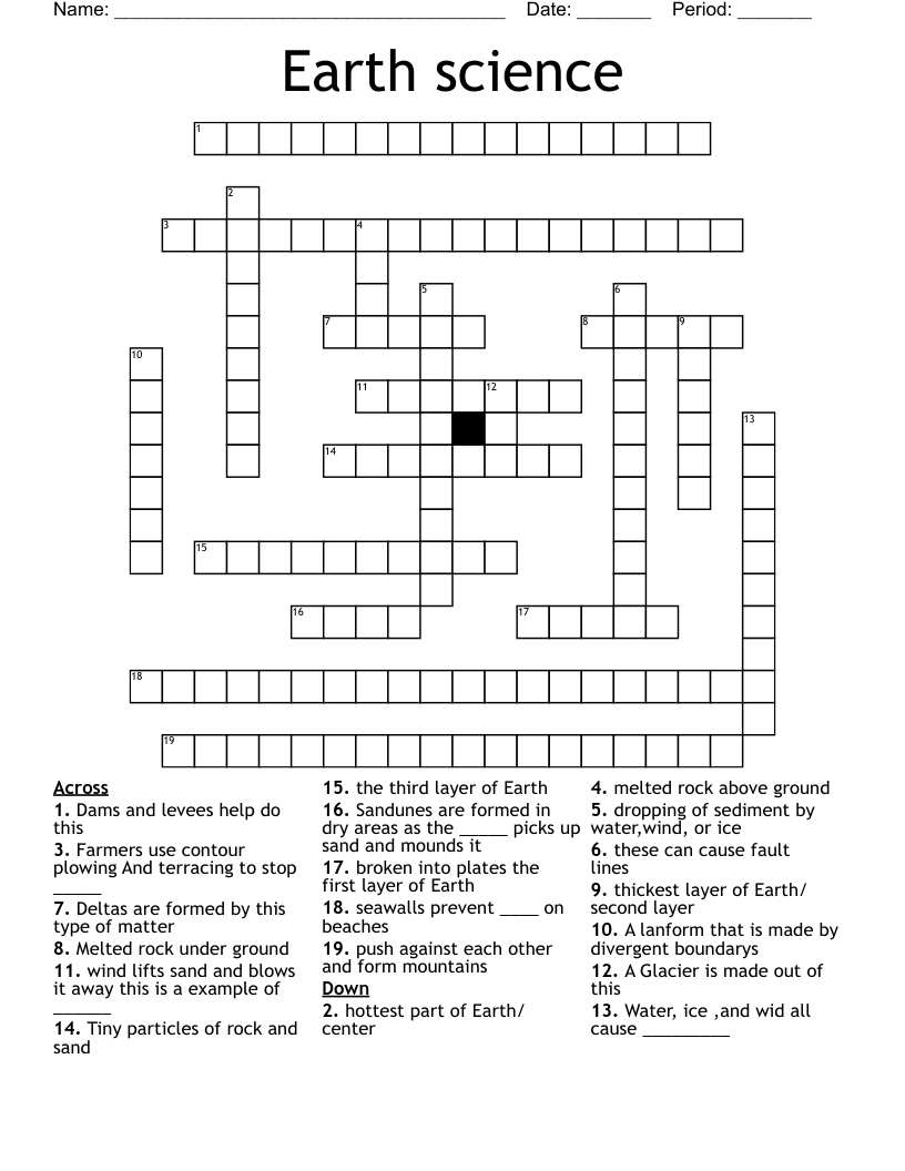 Earth science Crossword