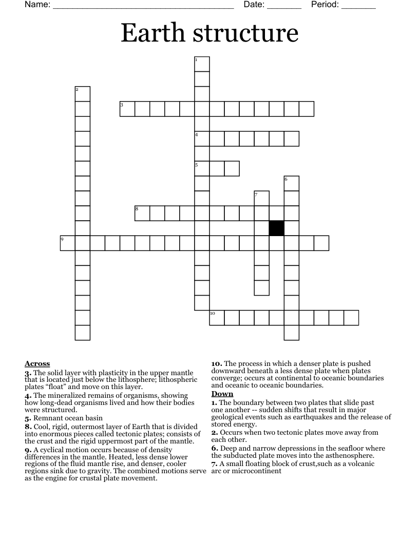 Earth structure  Crossword