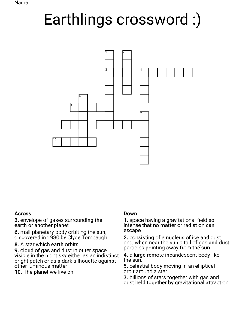Earthlings crossword  :)