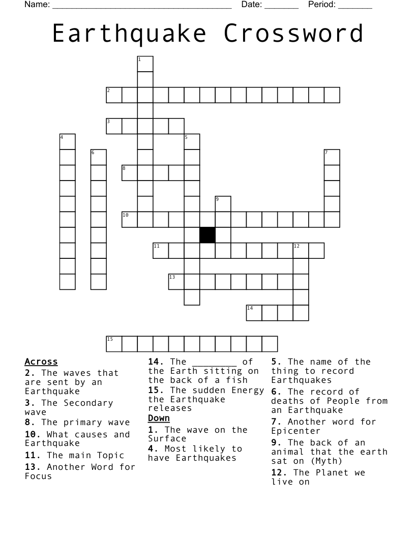 Earthquake Crossword