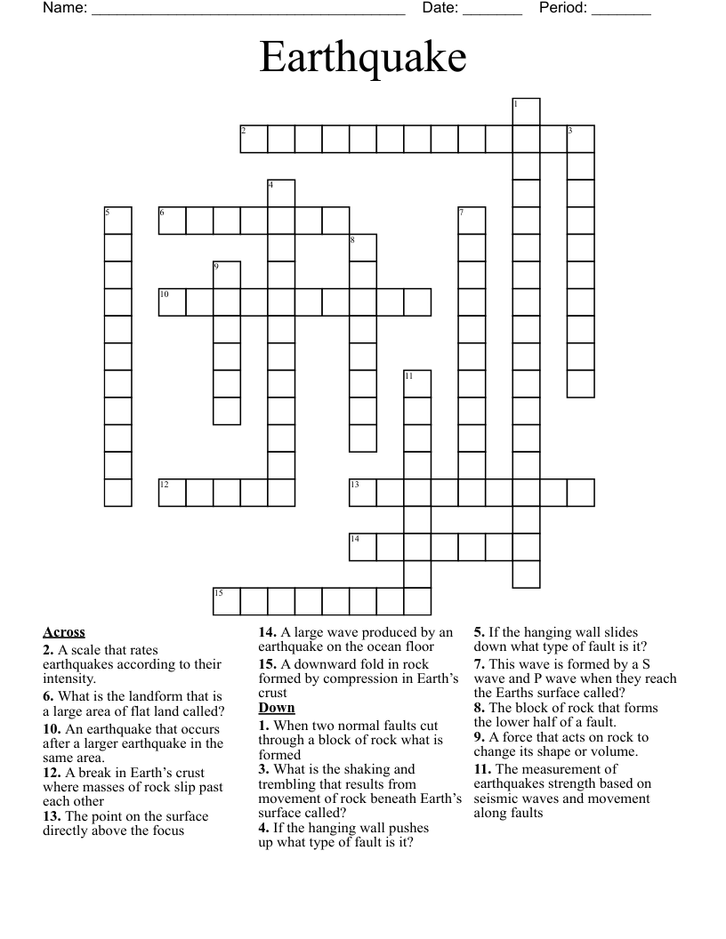 Earthquake  Crossword