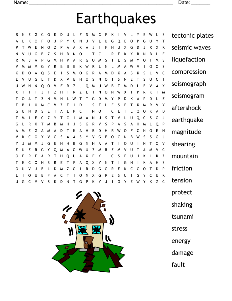 Earthquakes Word Search