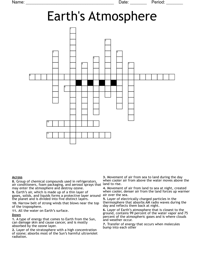 Earth's Atmosphere Crossword