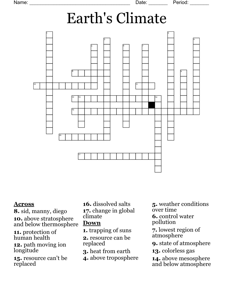 Earth's Climate Crossword