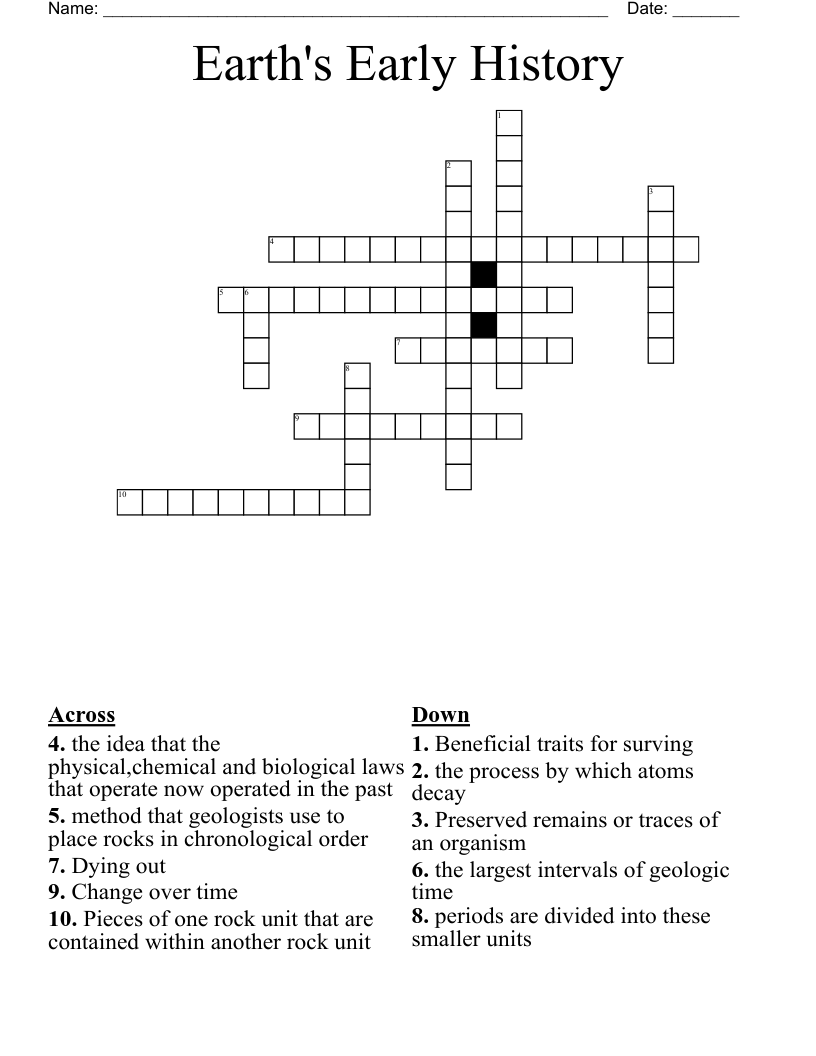 Earth's Early History Crossword