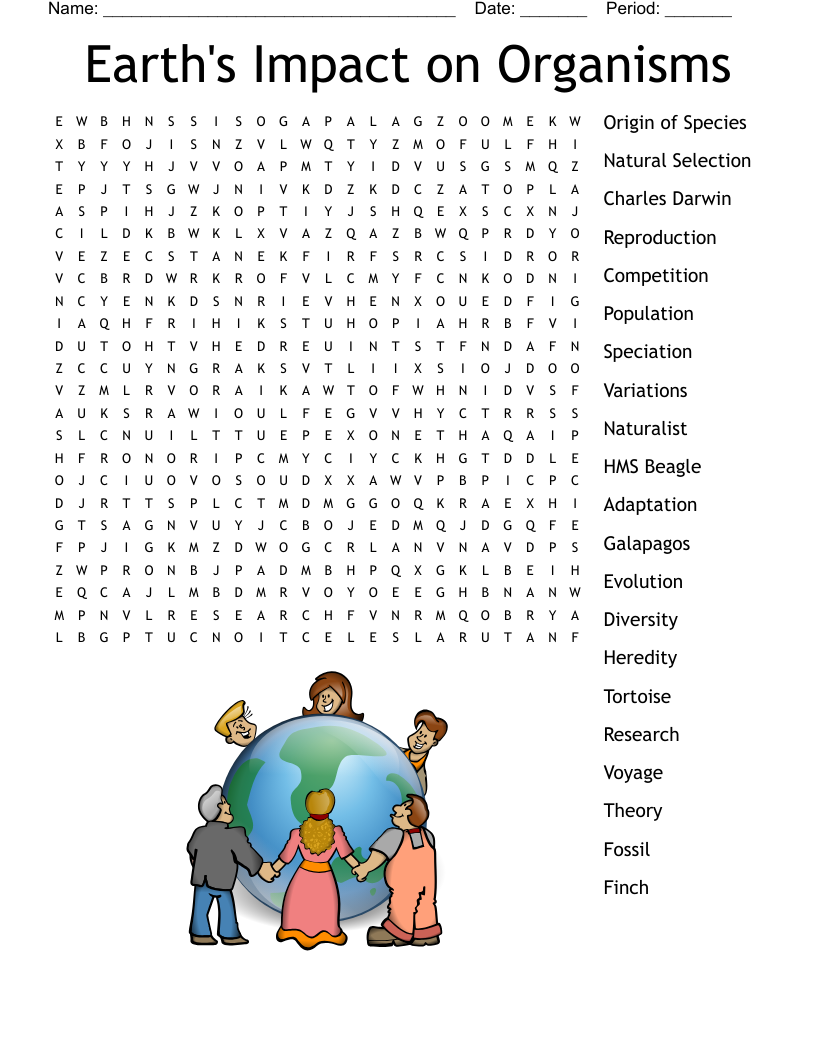 Earth's Impact on Organisms Word Search