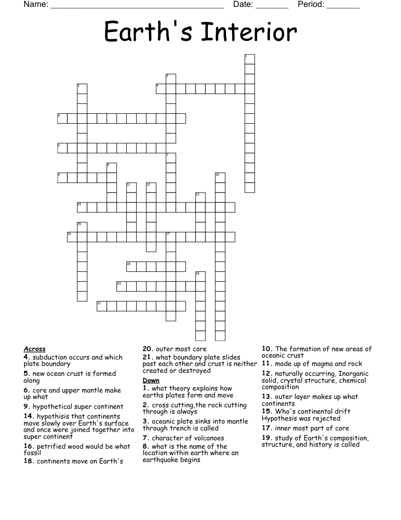 Earth's Interior Crossword