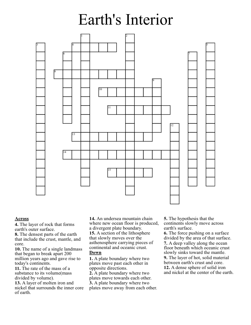 Earth's Interior Crossword