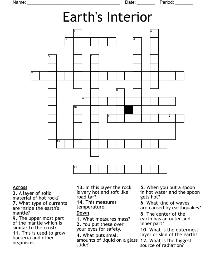 Earth's Interior  Crossword