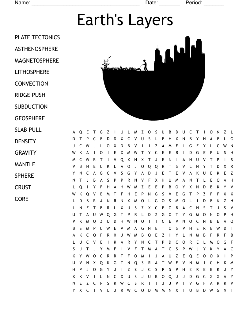 Earth's Layers Word Search
