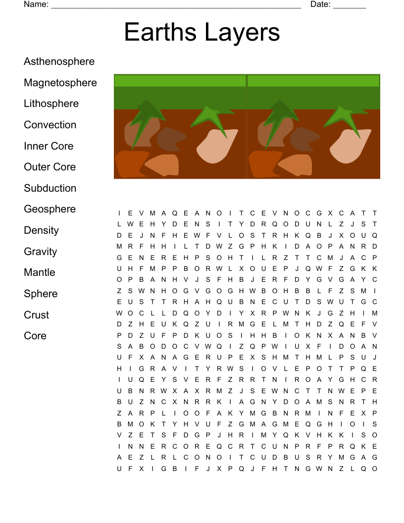 Earths Layers Word Search