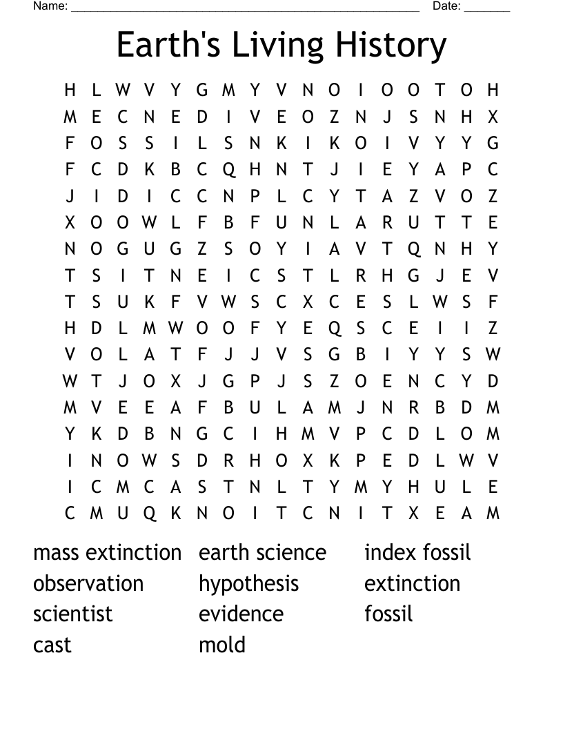 Earth's Living History Word Search