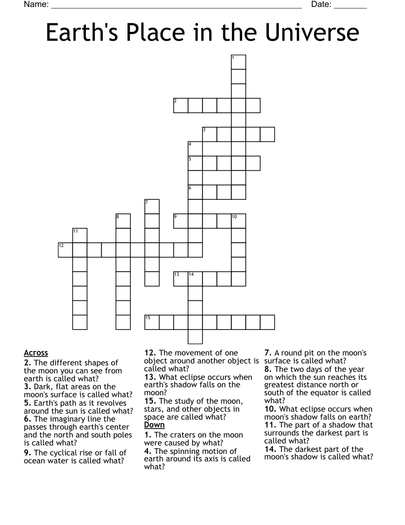 Earth's Place in the Universe  Crossword