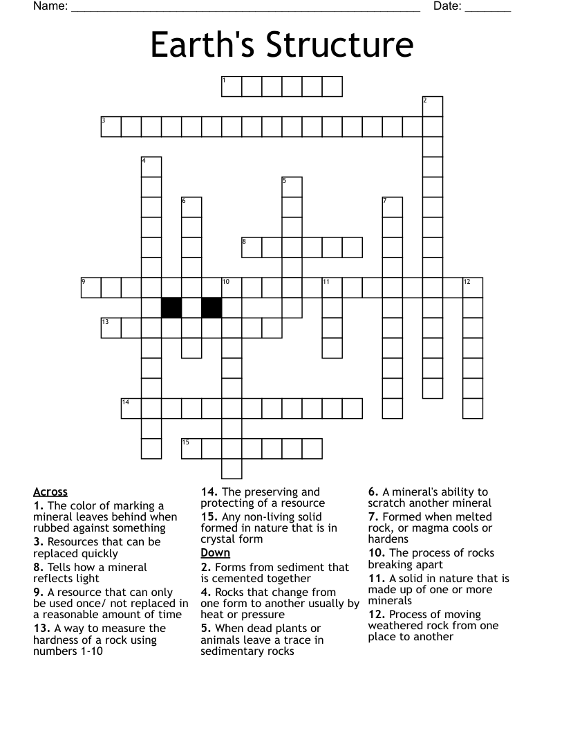 Earth's Structure Crossword