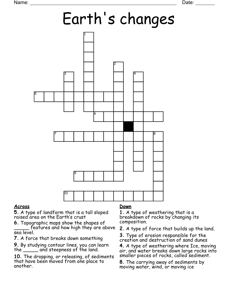 Earth's changes Crossword