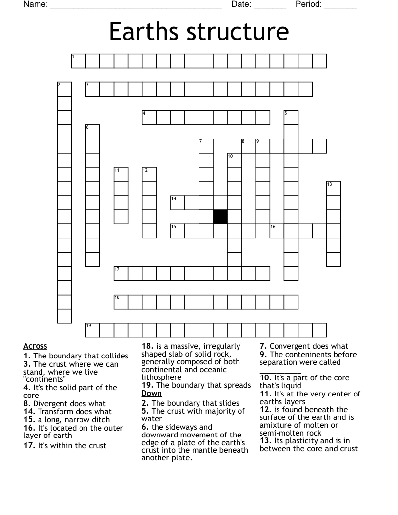 Earths structure  Crossword