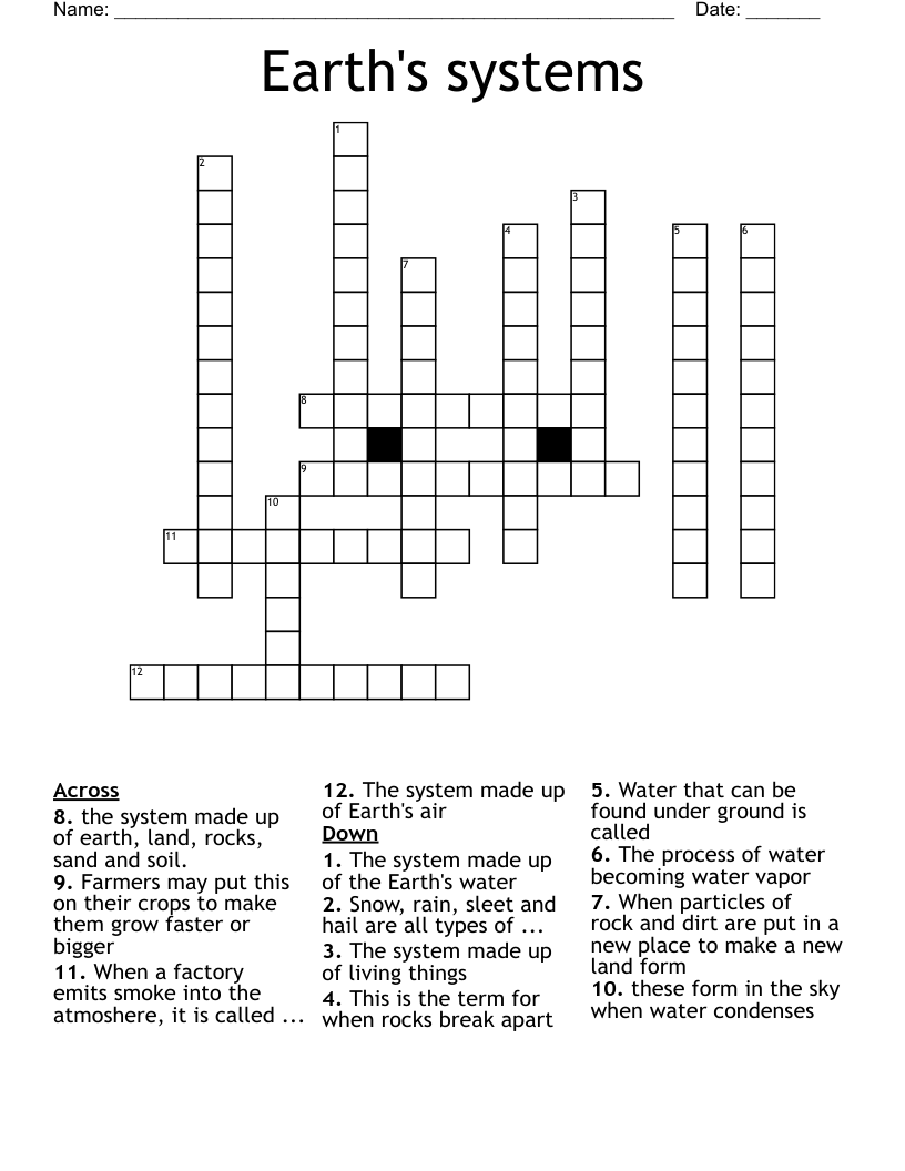 Earth's systems Crossword