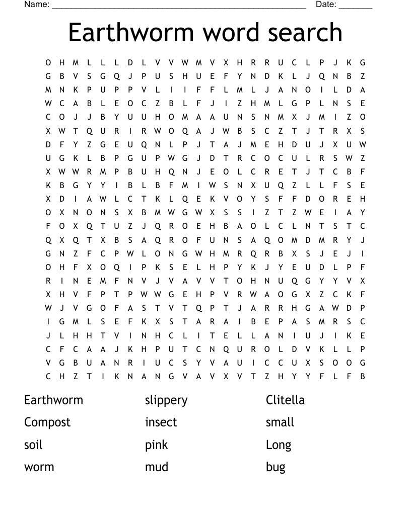 Earthworm word search