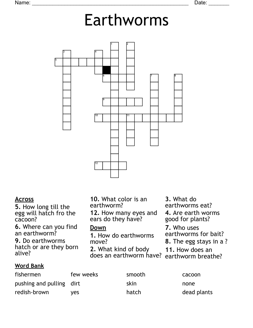 Earthworms Crossword