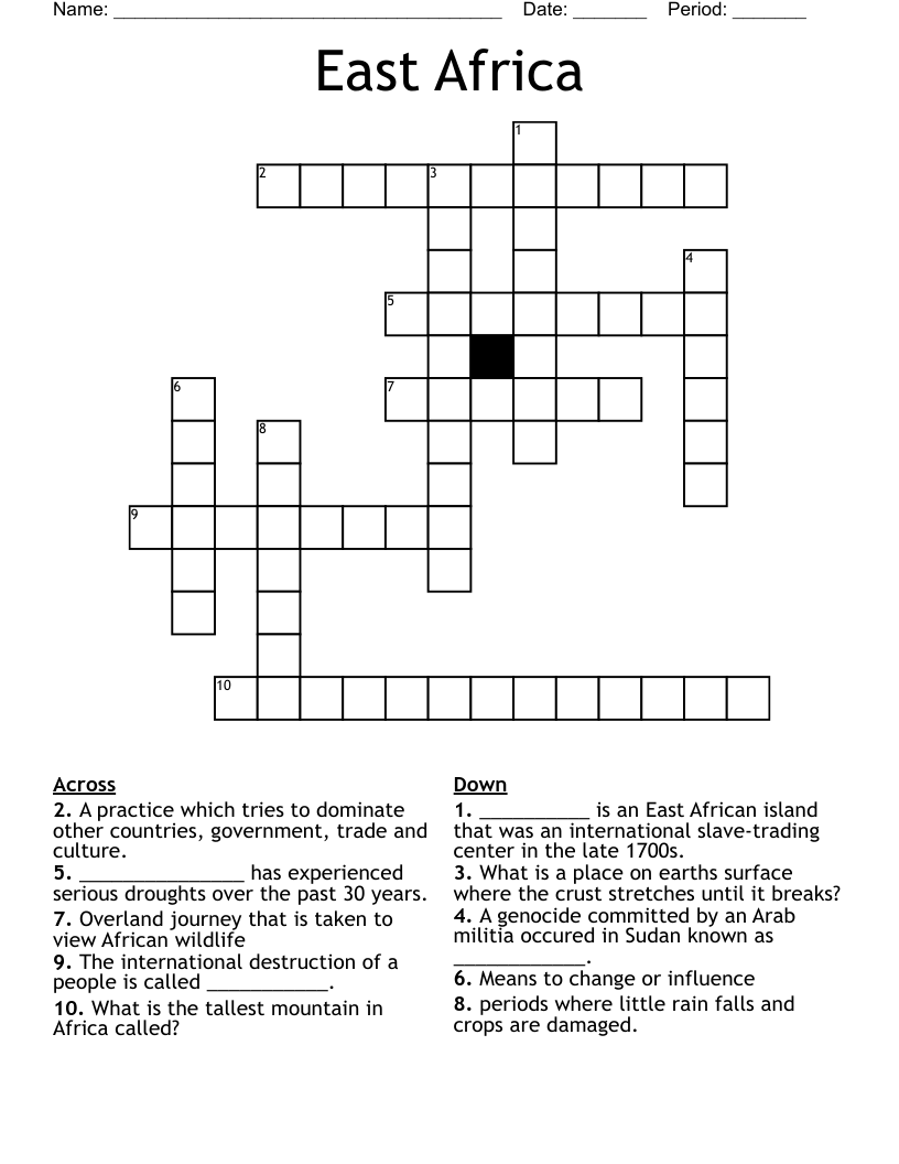 East Africa Crossword