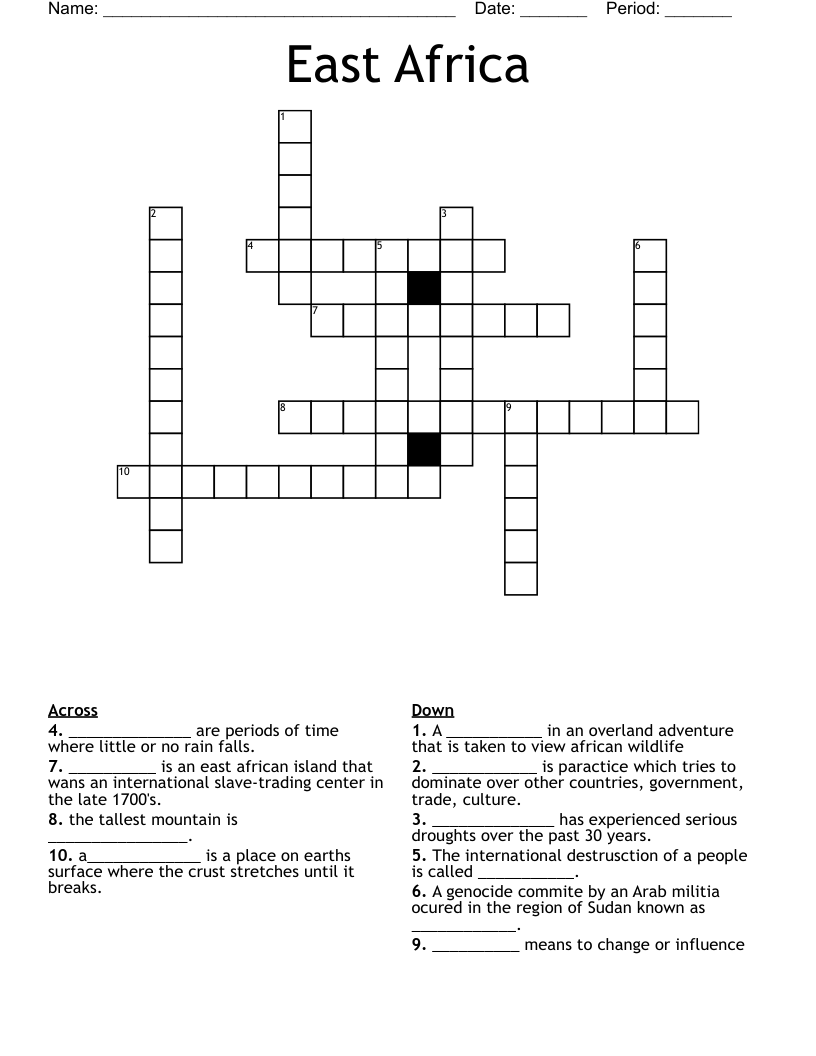 East Africa Crossword
