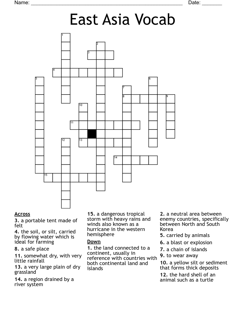 East Asia Vocab Crossword