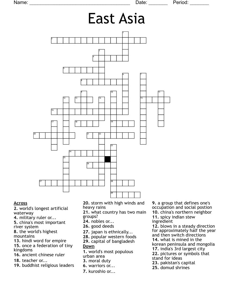 East Asia  Crossword
